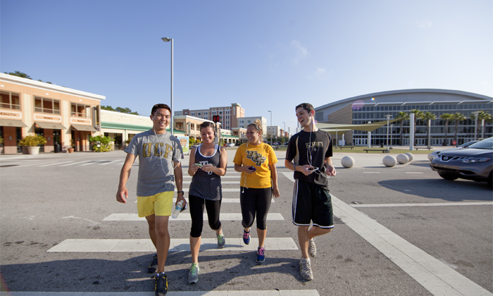 Students walking